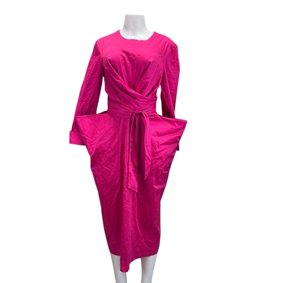 Julia allert.Fuchsia pink Tie Front Sheath Dress with 3/4 Sleeves - Picture 2 of 8